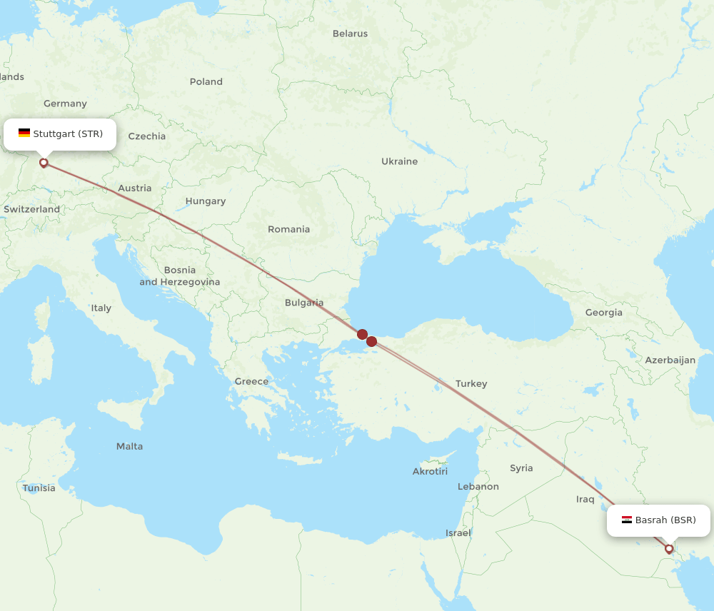 STR-BSR flight routes
