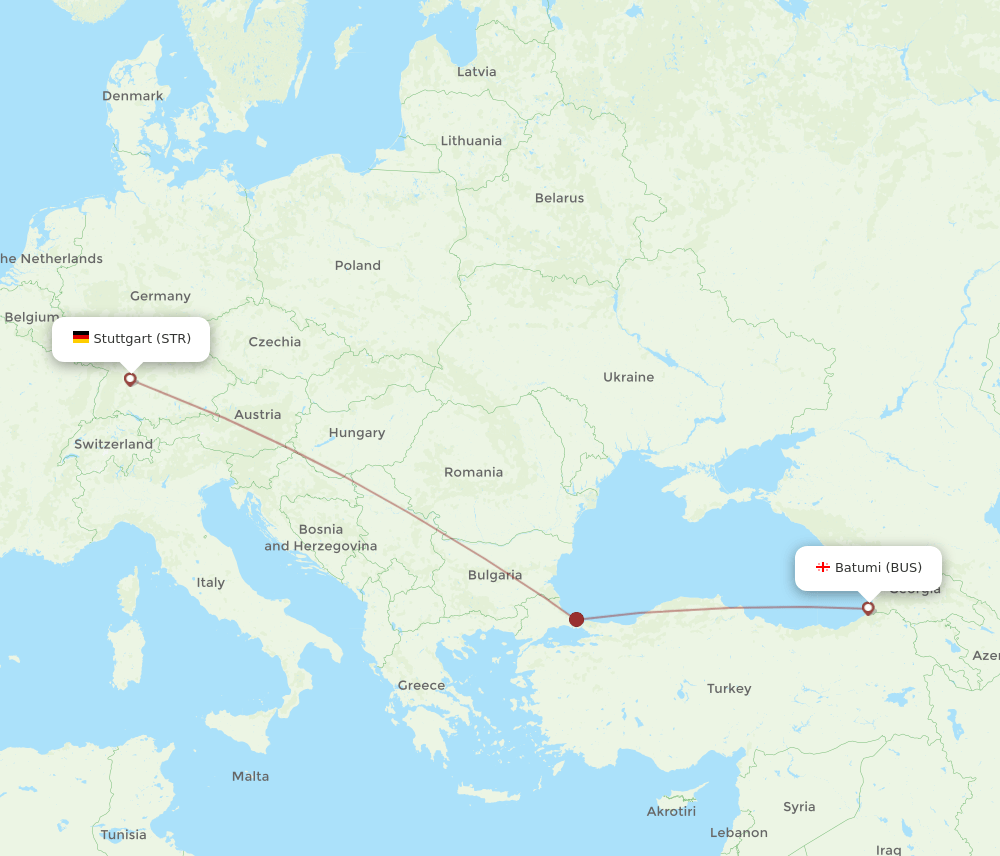 STR to BUS flights and routes map