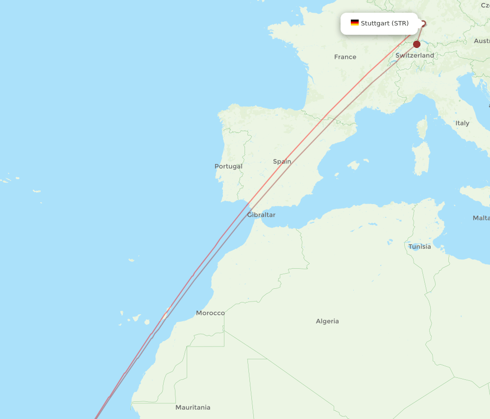 Stuttgart - Boa Vista route map and flight paths