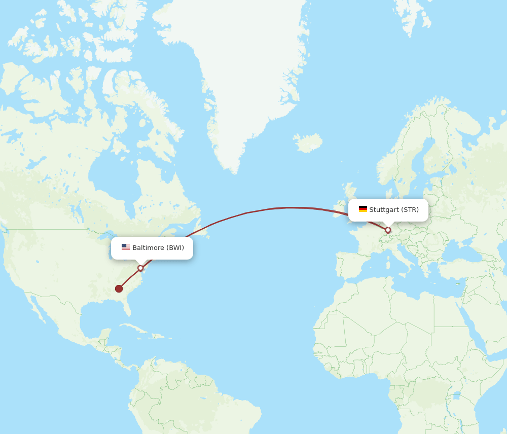STR-BWI flight routes