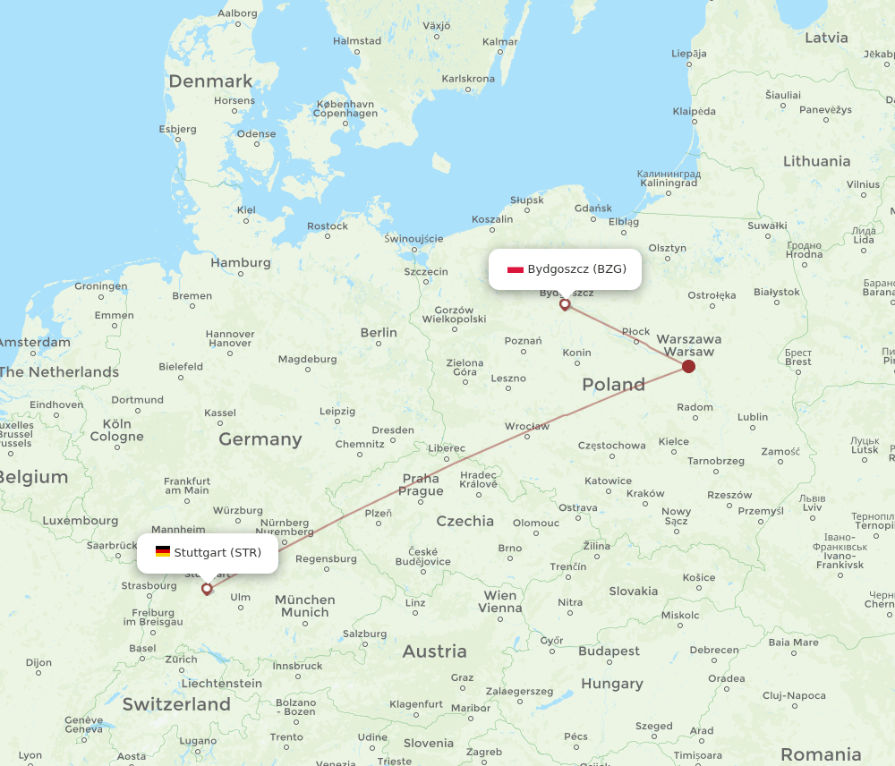 STR-BZG flight routes
