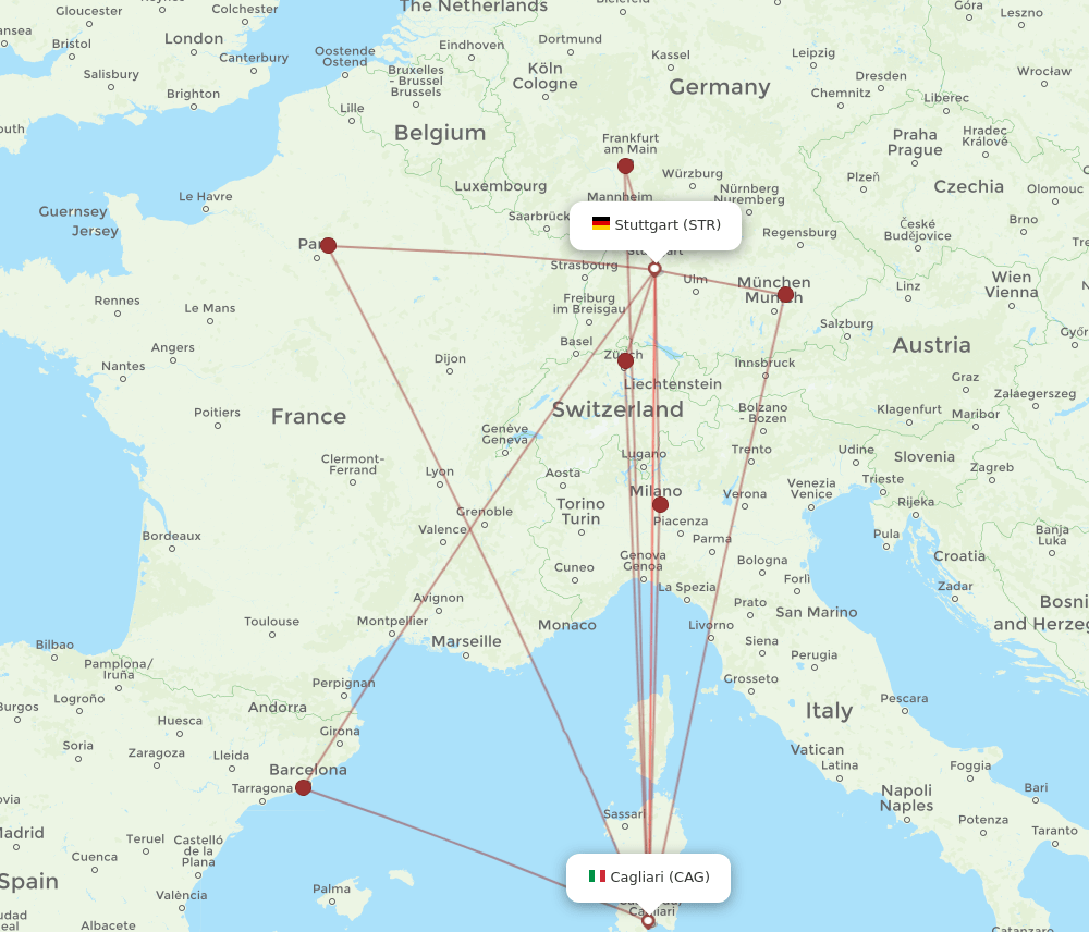 STR-CAG flight routes