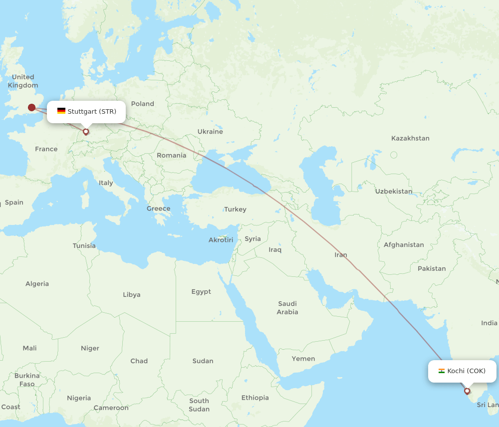 STR-COK flight routes