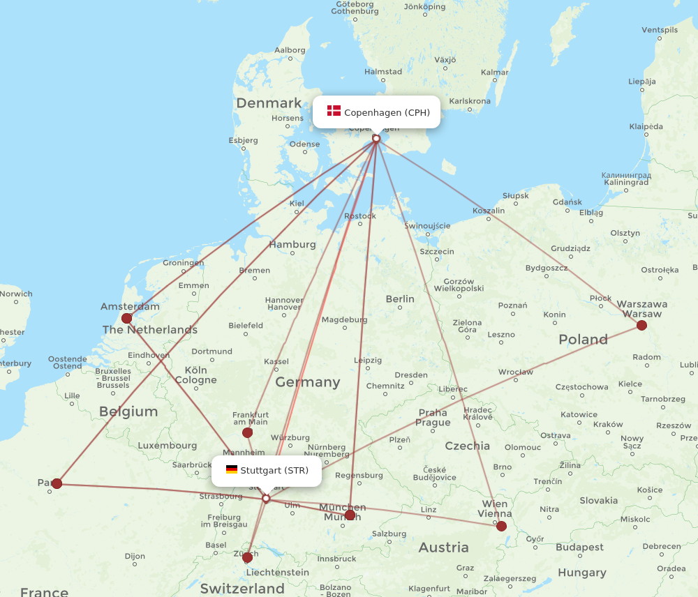 STR to CPH flights and routes map