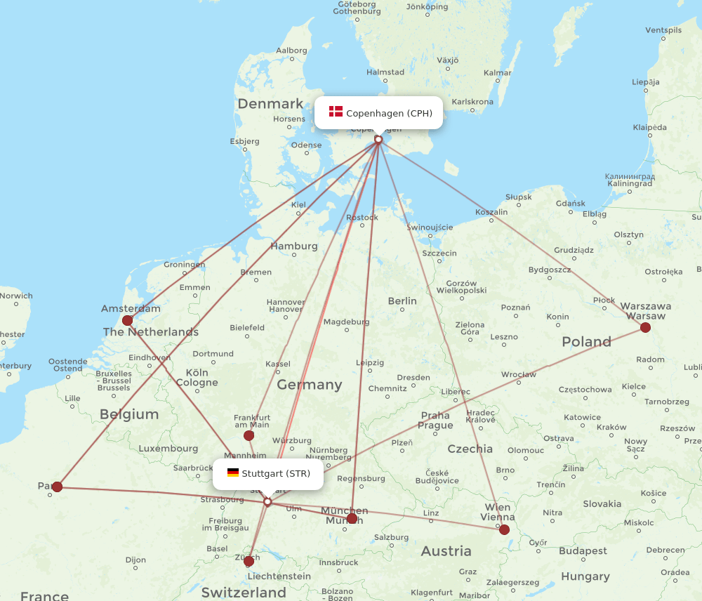 STR-CPH flight routes