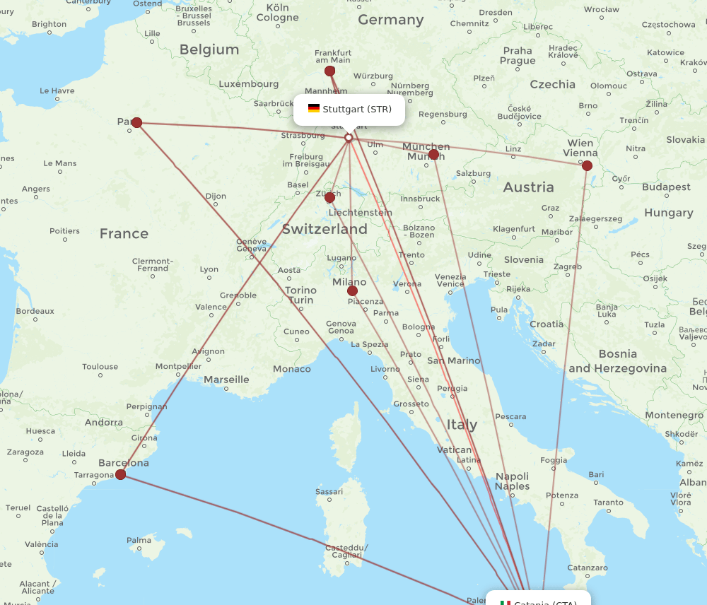 STR to CTA flights and routes map