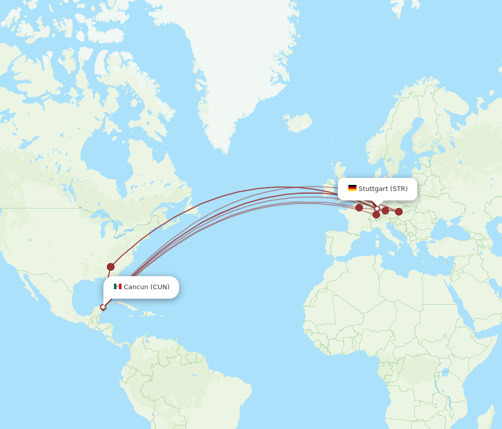 STR-CUN flight routes