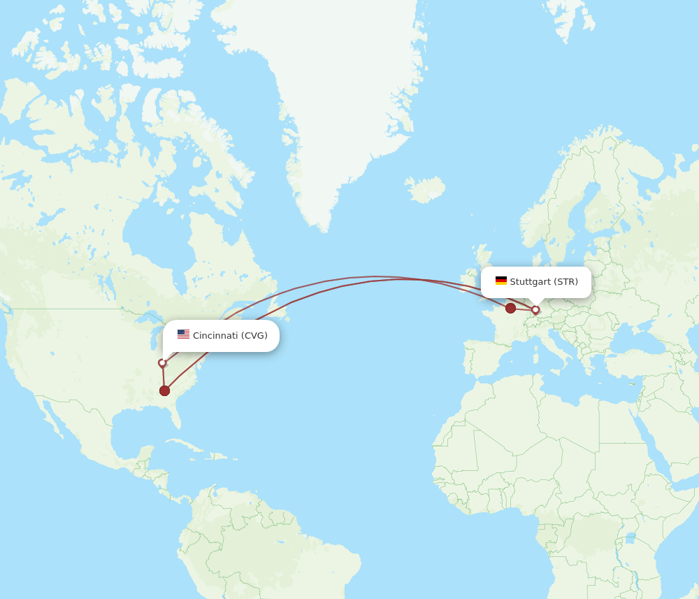 STR-CVG flight routes