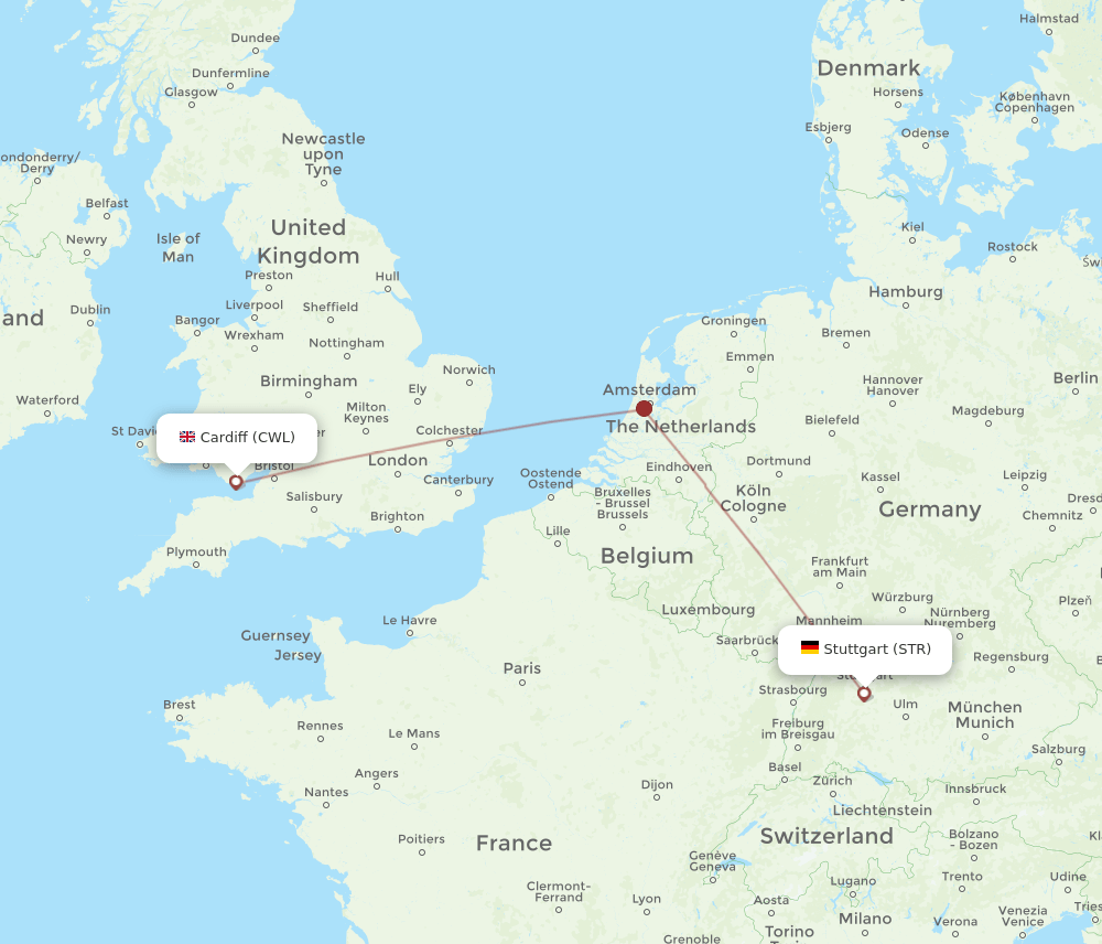 STR-CWL flight routes