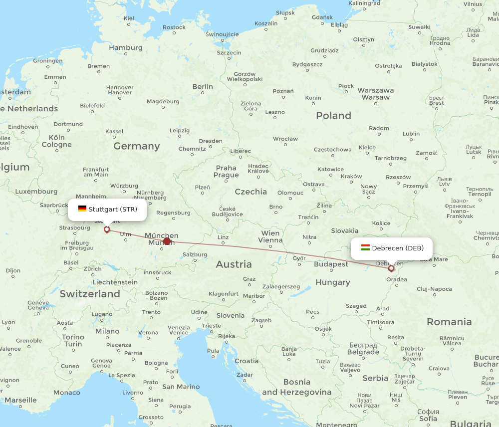 STR to DEB flights and routes map