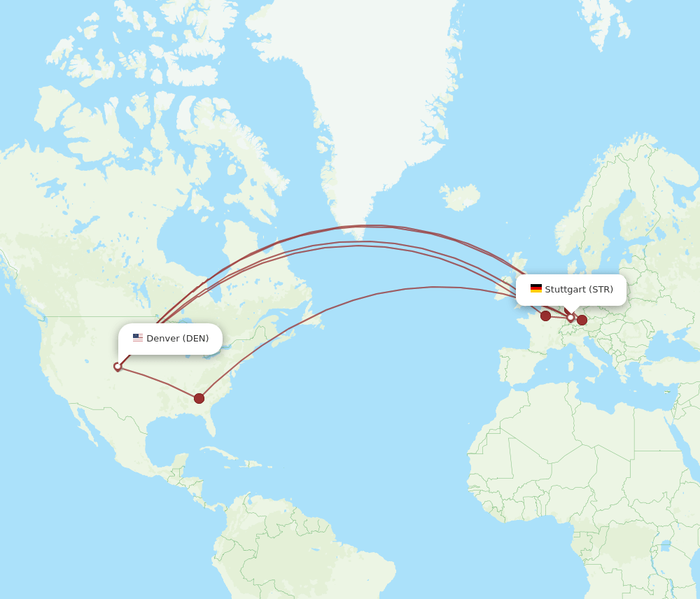 STR-DEN flight routes