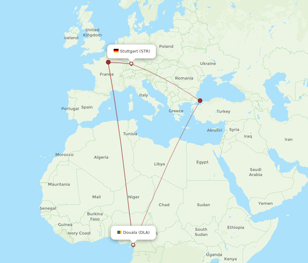 STR-DLA flight routes