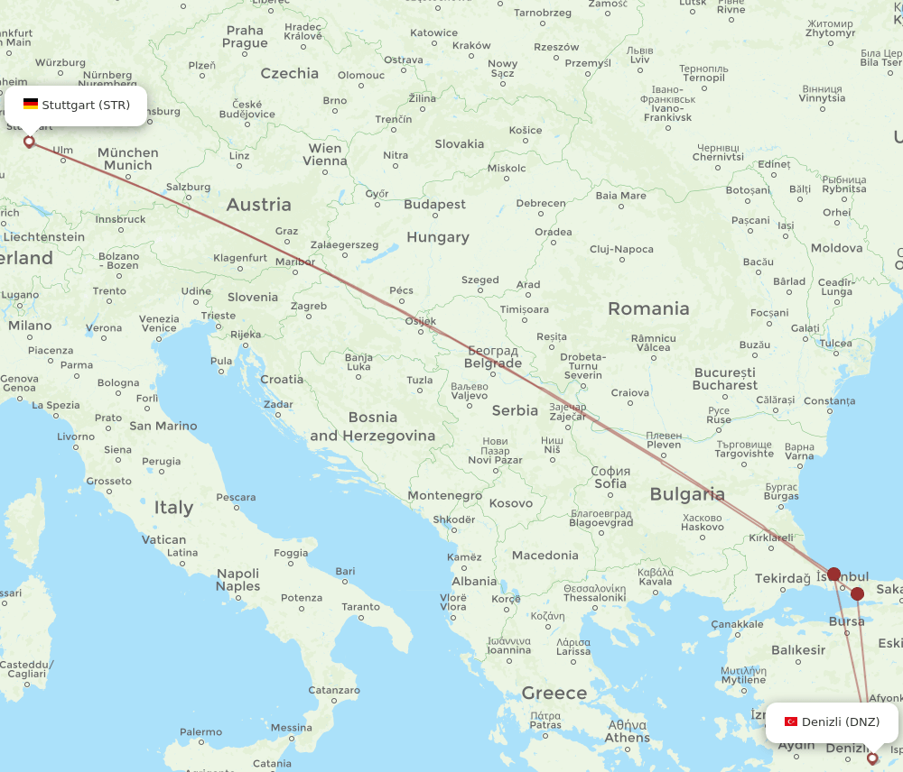 STR-DNZ flight routes