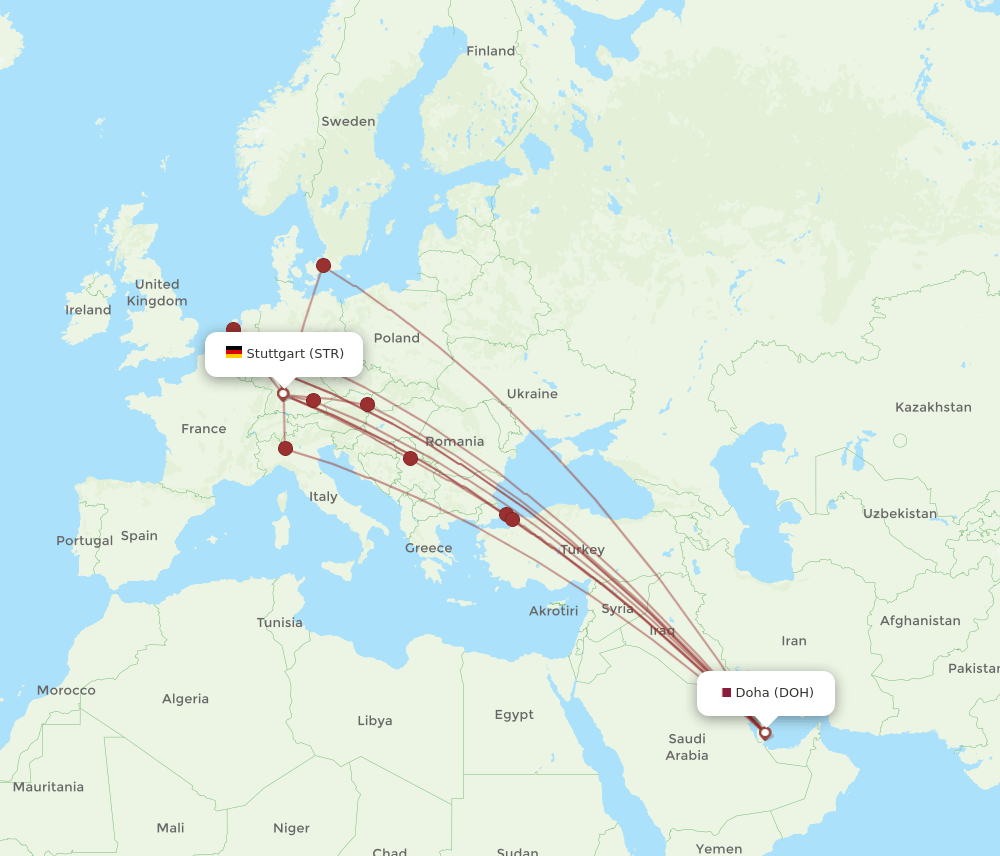 STR-DOH flight routes