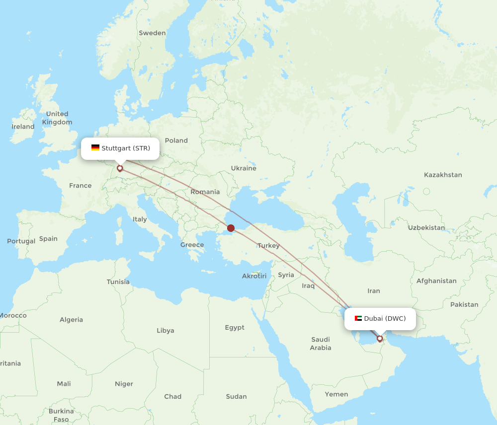STR-DWC flight routes
