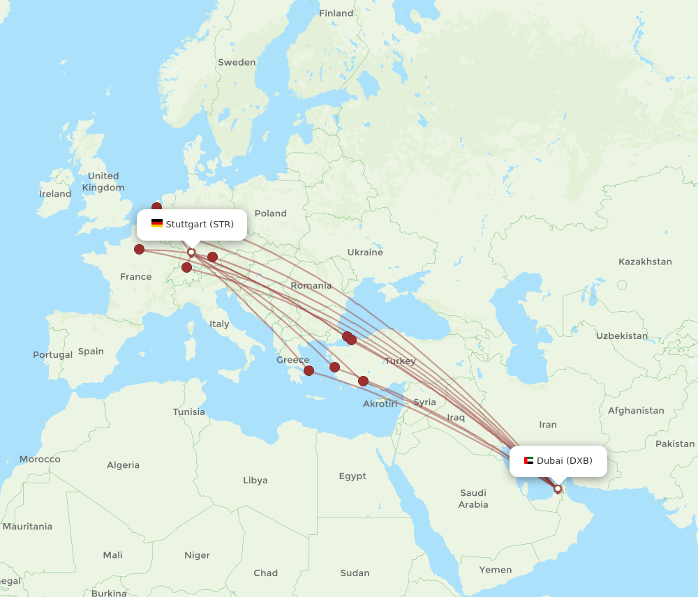 STR-DXB flight routes
