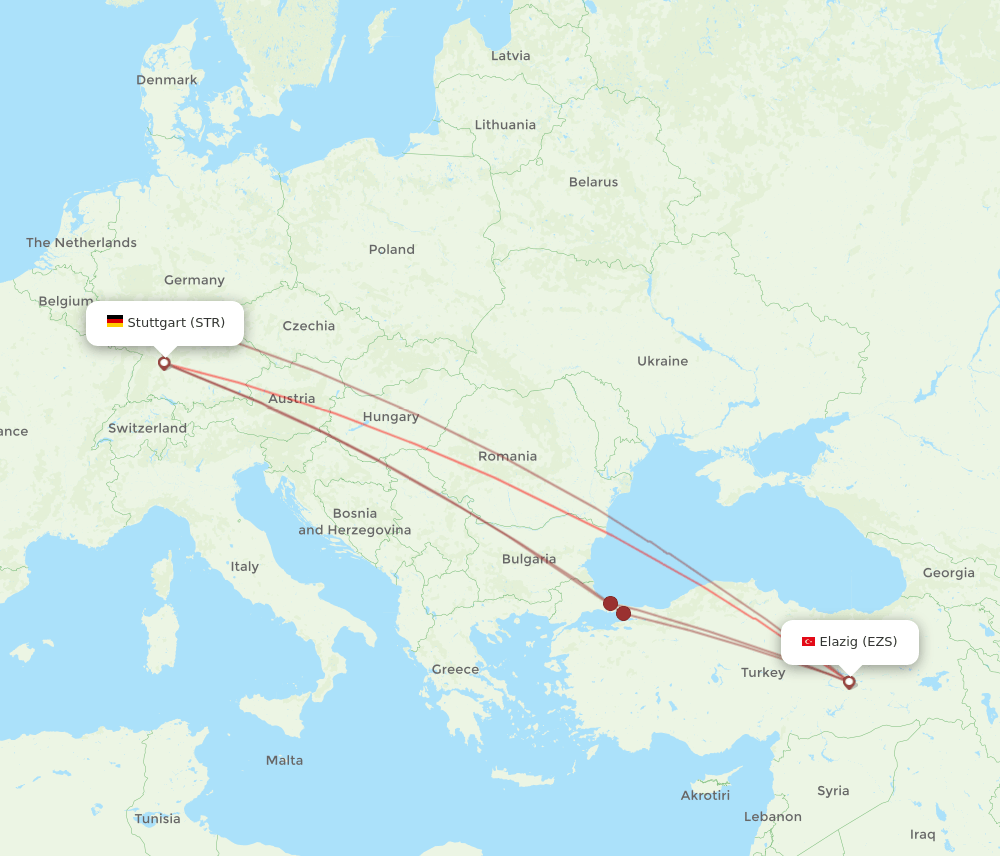 STR-EZS flight routes