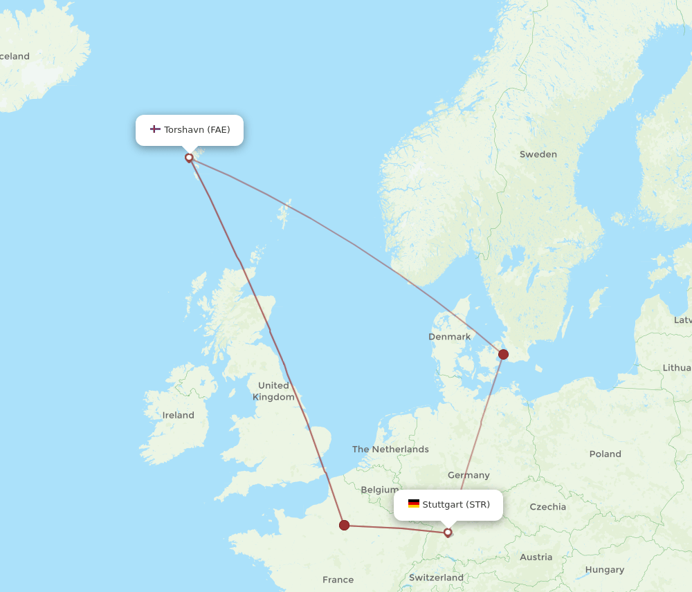 STR-FAE flight routes