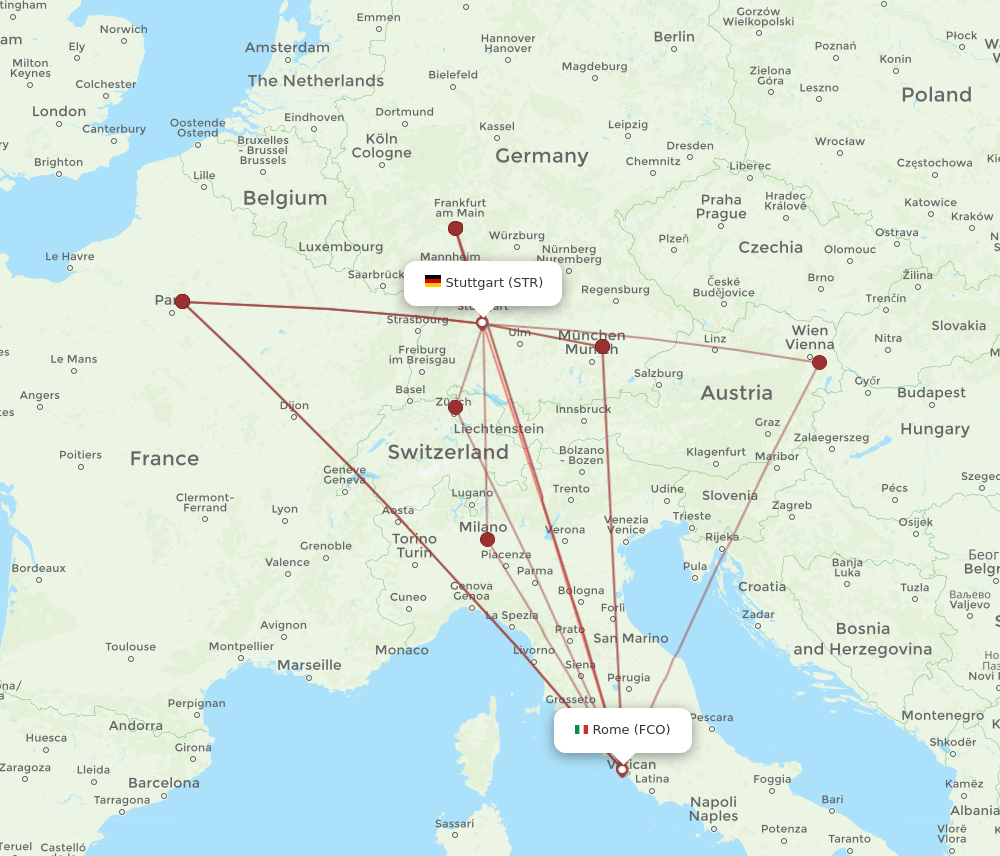 STR-FCO flight routes