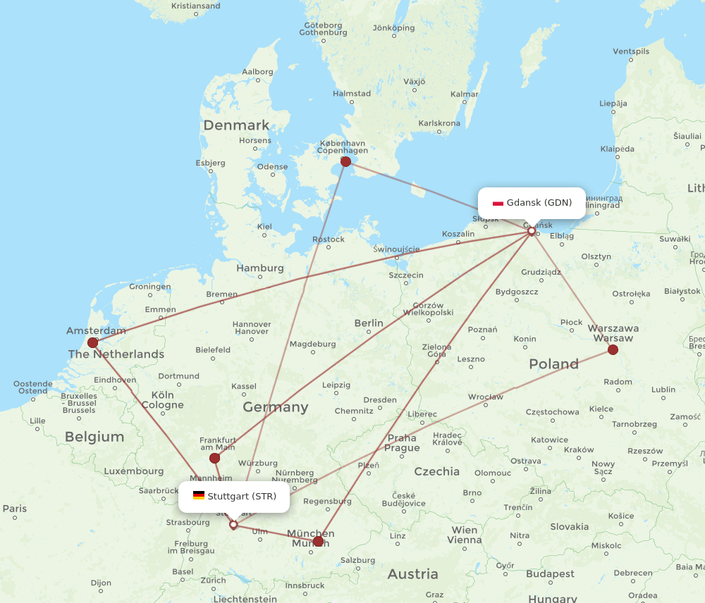 STR-GDN flight routes