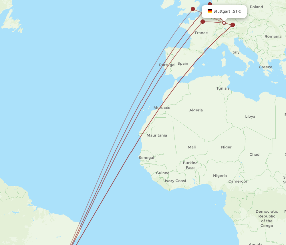 STR to GIG flights and routes map