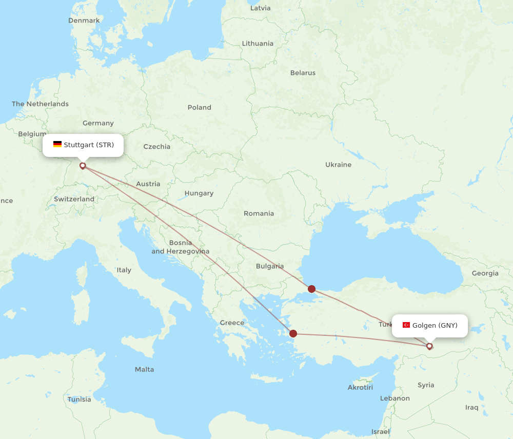 STR-GNY flight routes