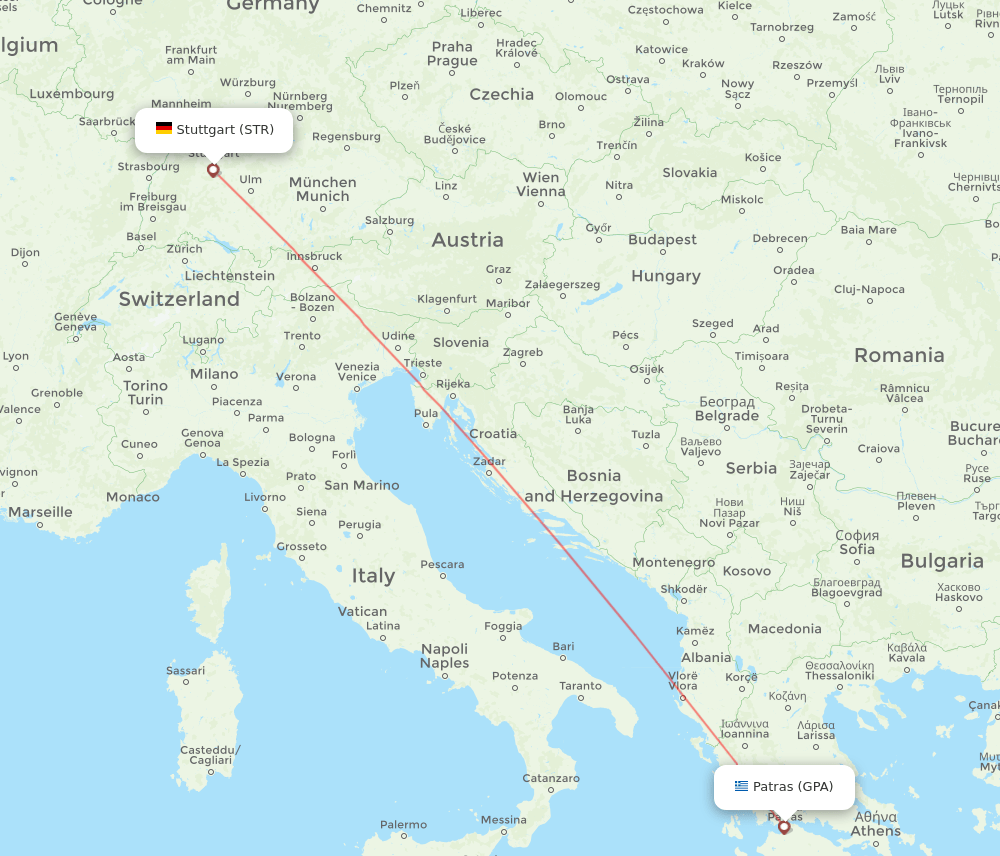 STR-GPA flight routes