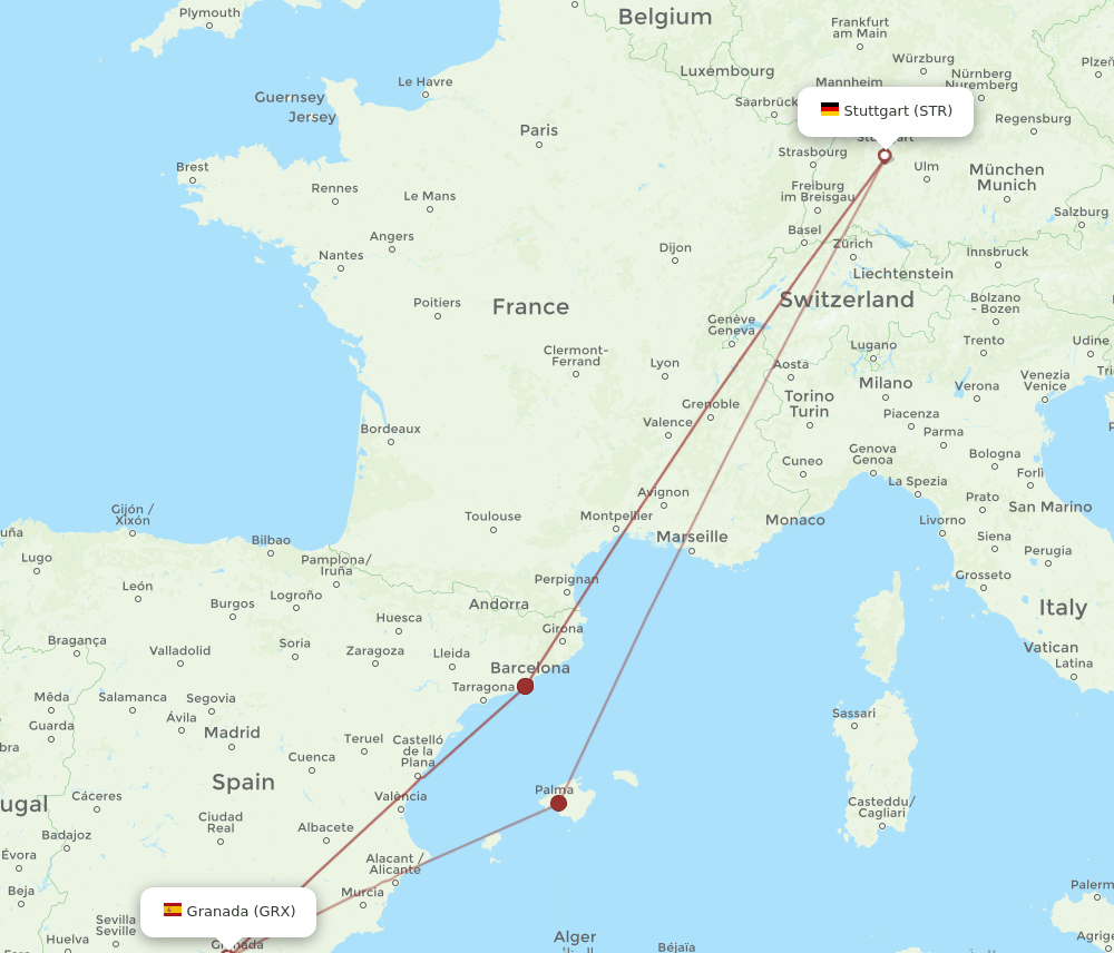 STR-GRX flight routes