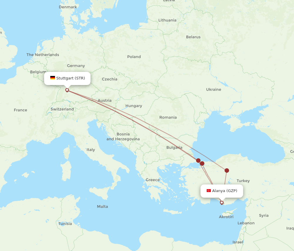 STR-GZP flight routes