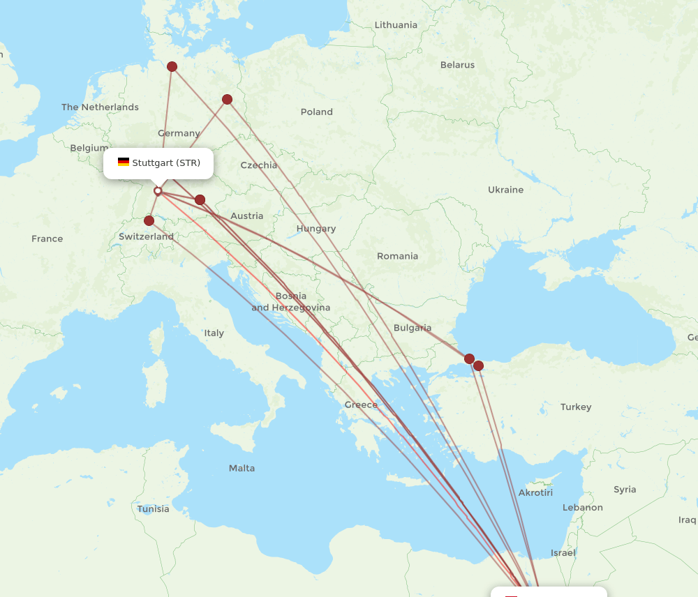 STR-HRG flight routes
