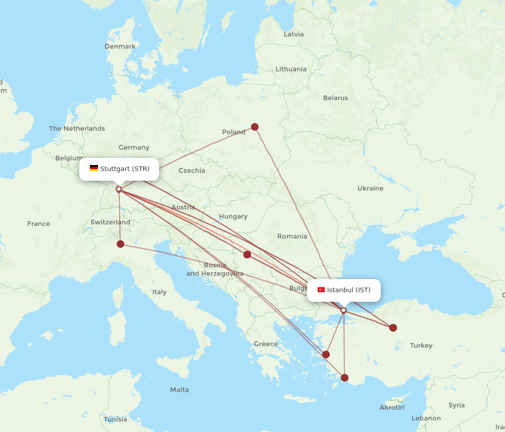 STR to IST flights and routes map