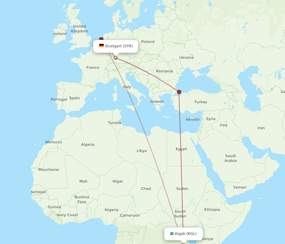 STR-KGL flight routes