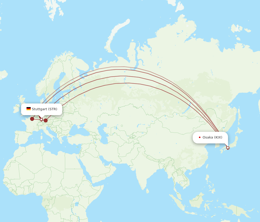 STR to KIX flights and routes map