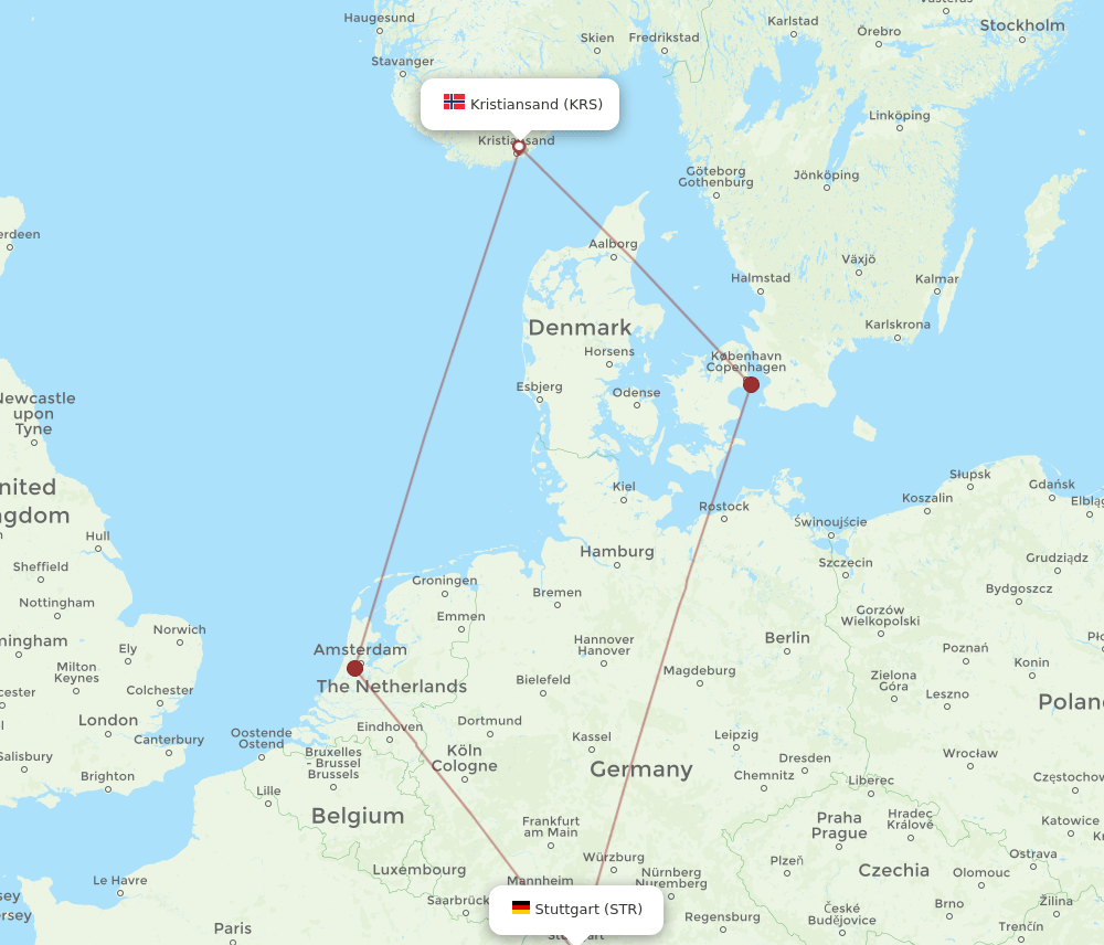 STR-KRS flight routes