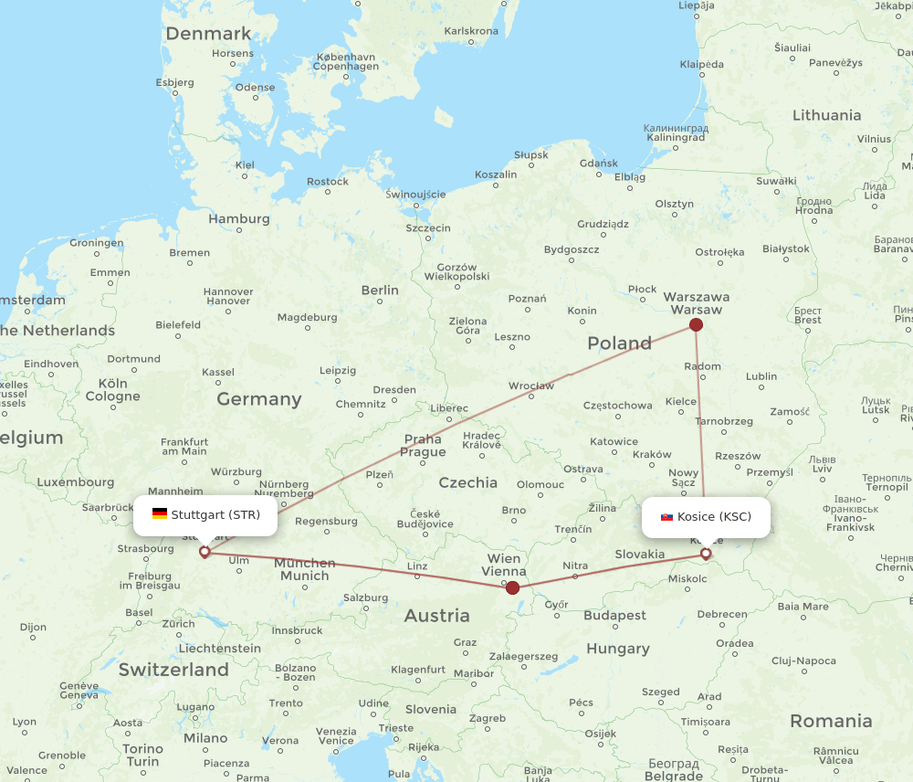 STR-KSC flight routes