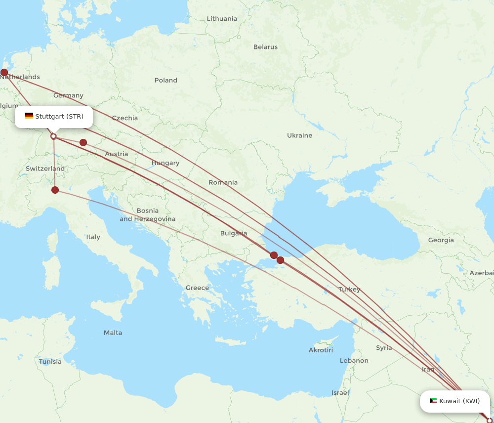 STR-KWI flight routes
