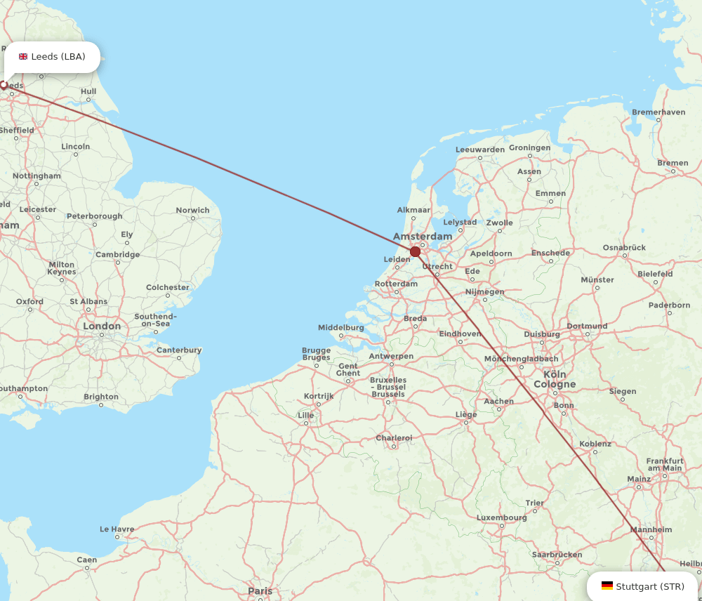 STR-LBA flight routes