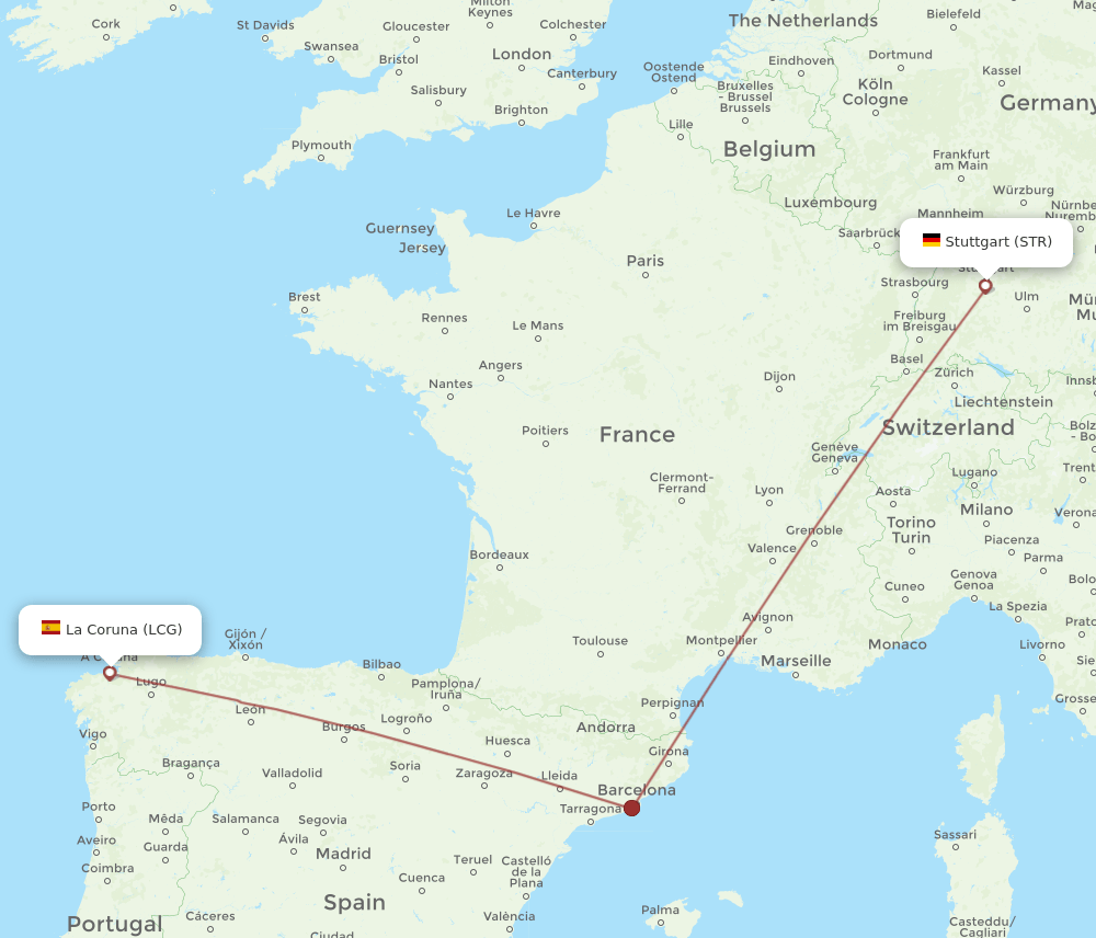 STR-LCG flight routes