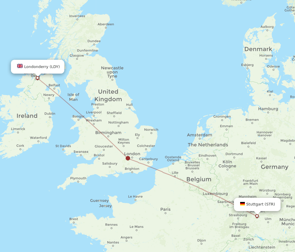 STR-LDY flight routes