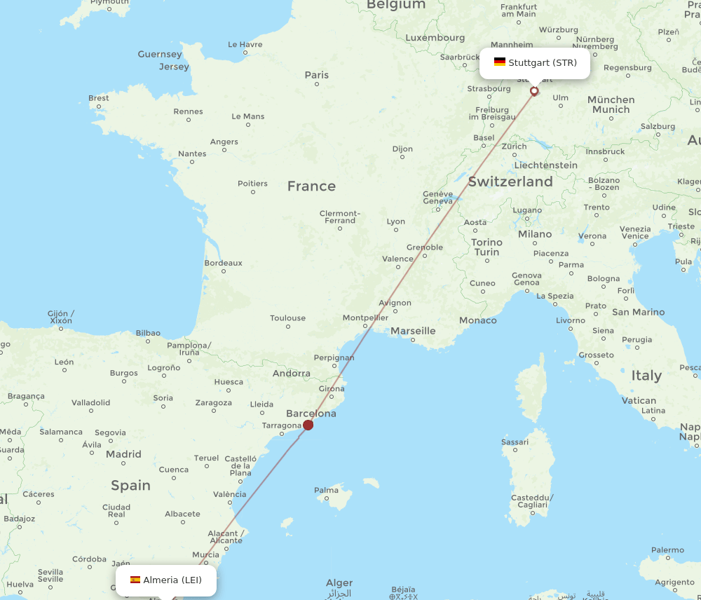 STR-LEI flight routes