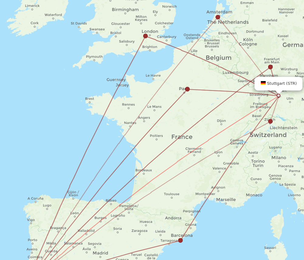 STR-LIS flight routes
