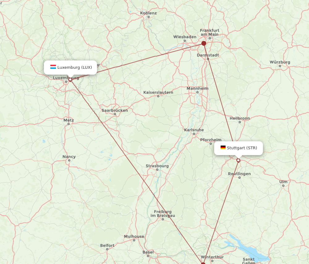 STR-LUX flight routes