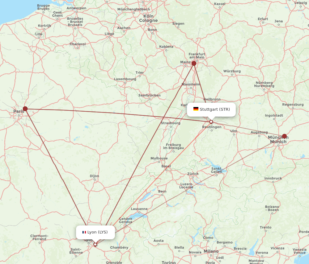 STR to LYS flights and routes map