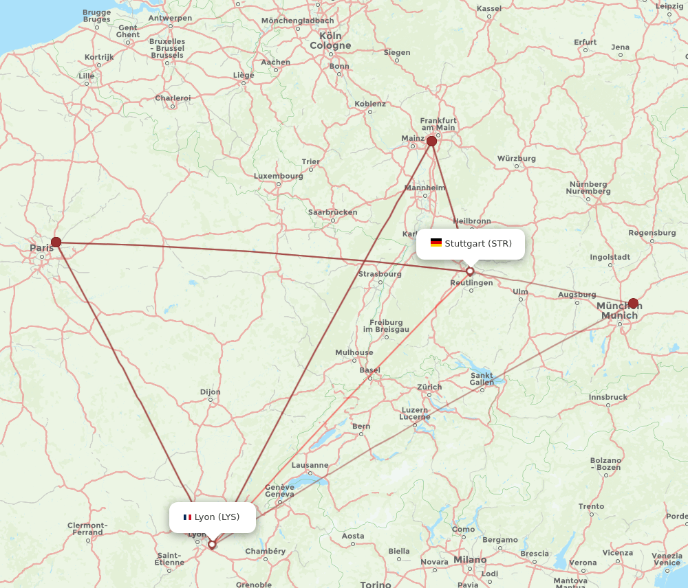 STR-LYS flight routes