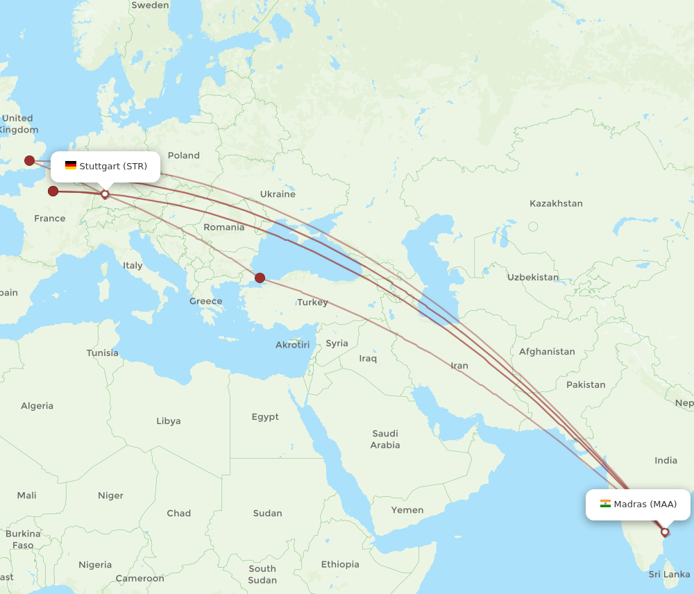 STR-MAA flight routes