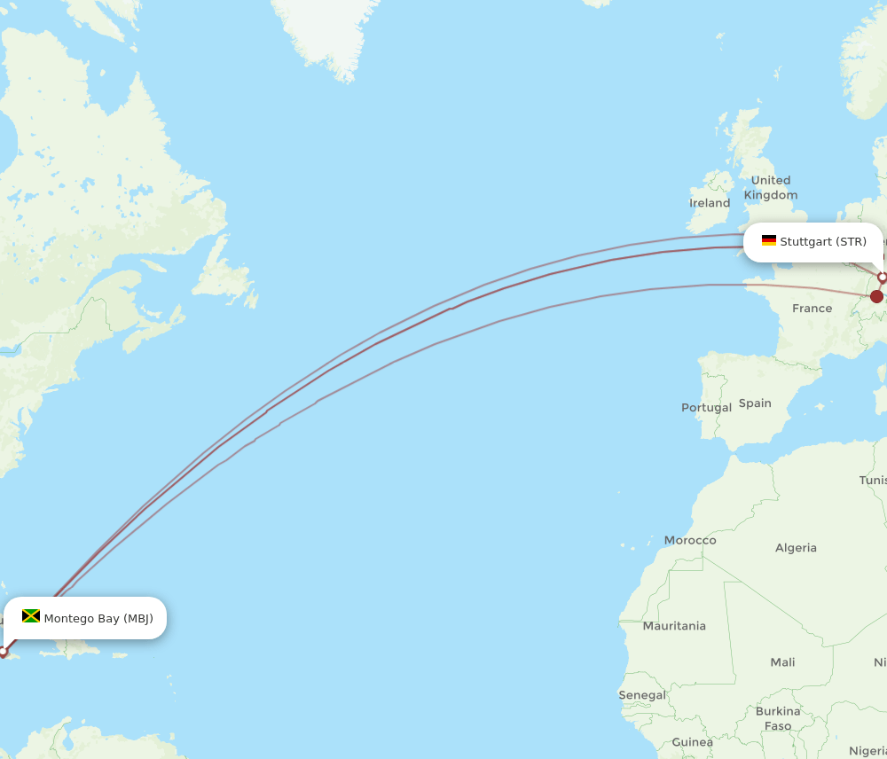 STR-MBJ flight routes