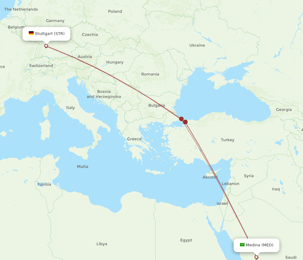 STR-MED flight routes