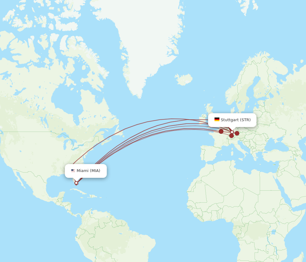 STR-MIA flight routes