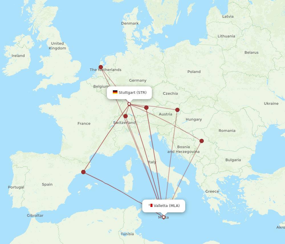 STR-MLA flight routes