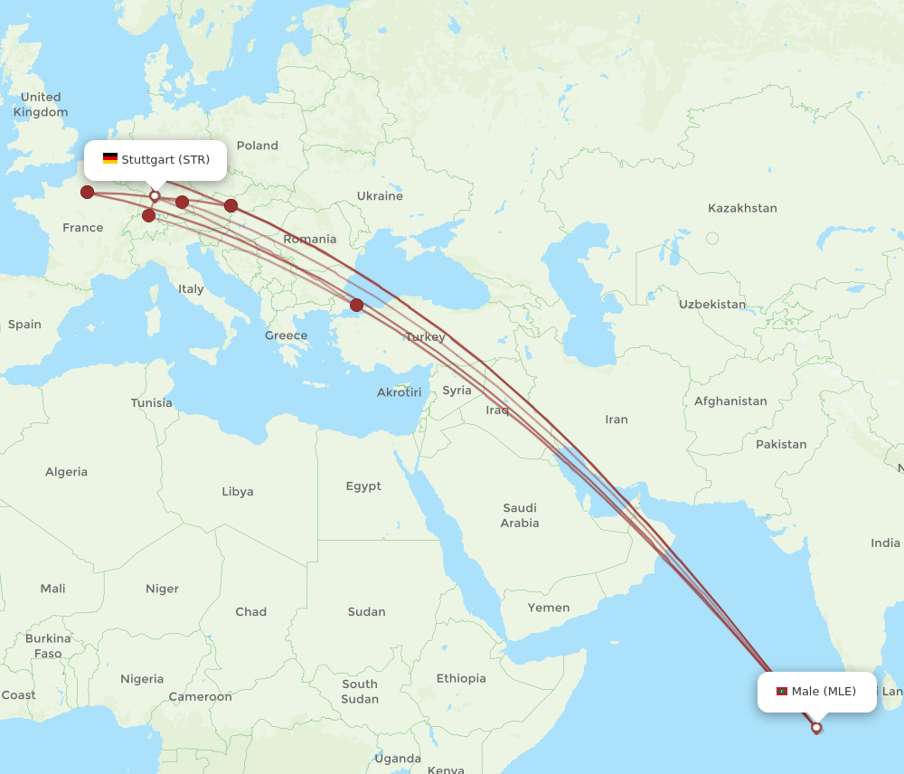 STR-MLE flight routes